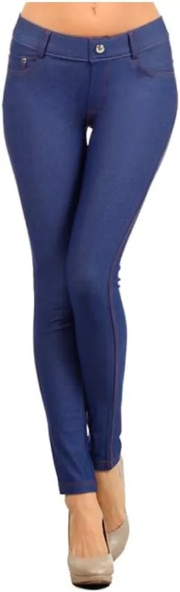 ATB Womens Blue Jeggings Jeans Look Skinny Stretch Sexy Soft Legging Pencil Pants M