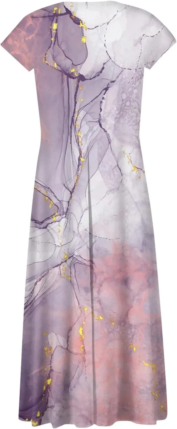Azeralia Summer Dresses for Women 2024 Short Sleeve Dresses for Women 2024 Elegant Wedding Guest Dress Party Dress for Women