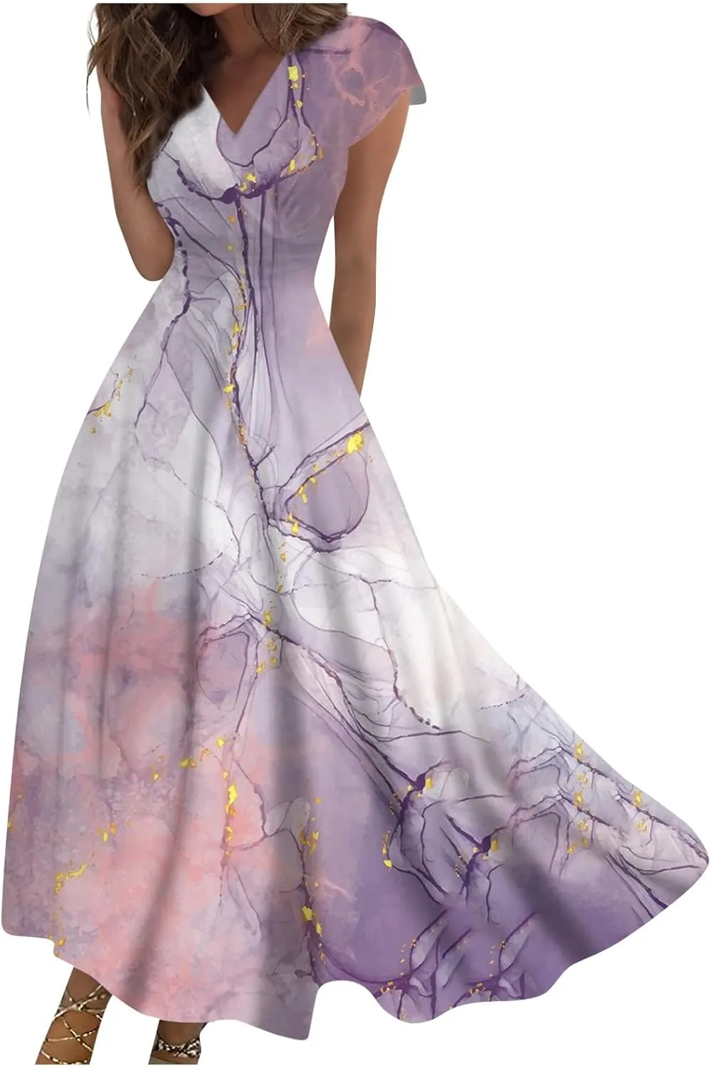 Azeralia Summer Dresses for Women 2024 Short Sleeve Dresses for Women 2024 Elegant Wedding Guest Dress Party Dress for Women