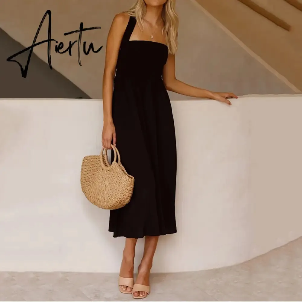 Backless Criss Cross Elastic Bust Somcking Orange Women A-line Elegant Maxi Dress Sundress Pockets Tank Solid Vestido Summer