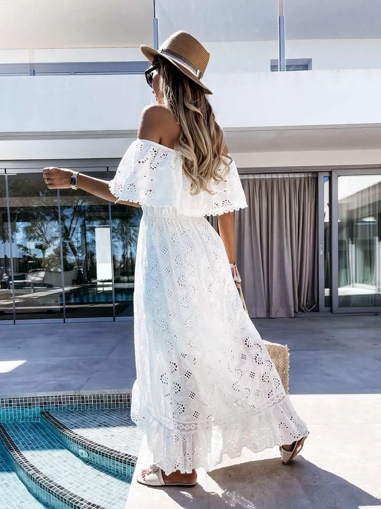 BerriesJam - 2024 Vintage Lace Sundress Maxi White Sundress