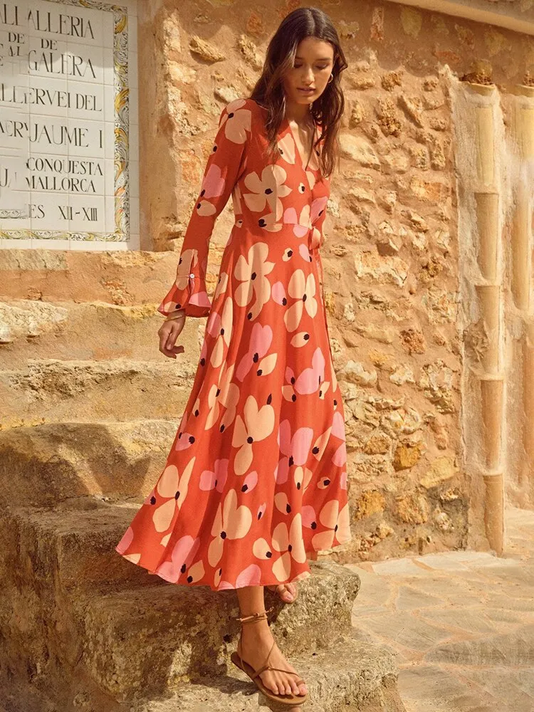 BerriesJam - Bohemian Belted Big Flare Maxi Sundress
