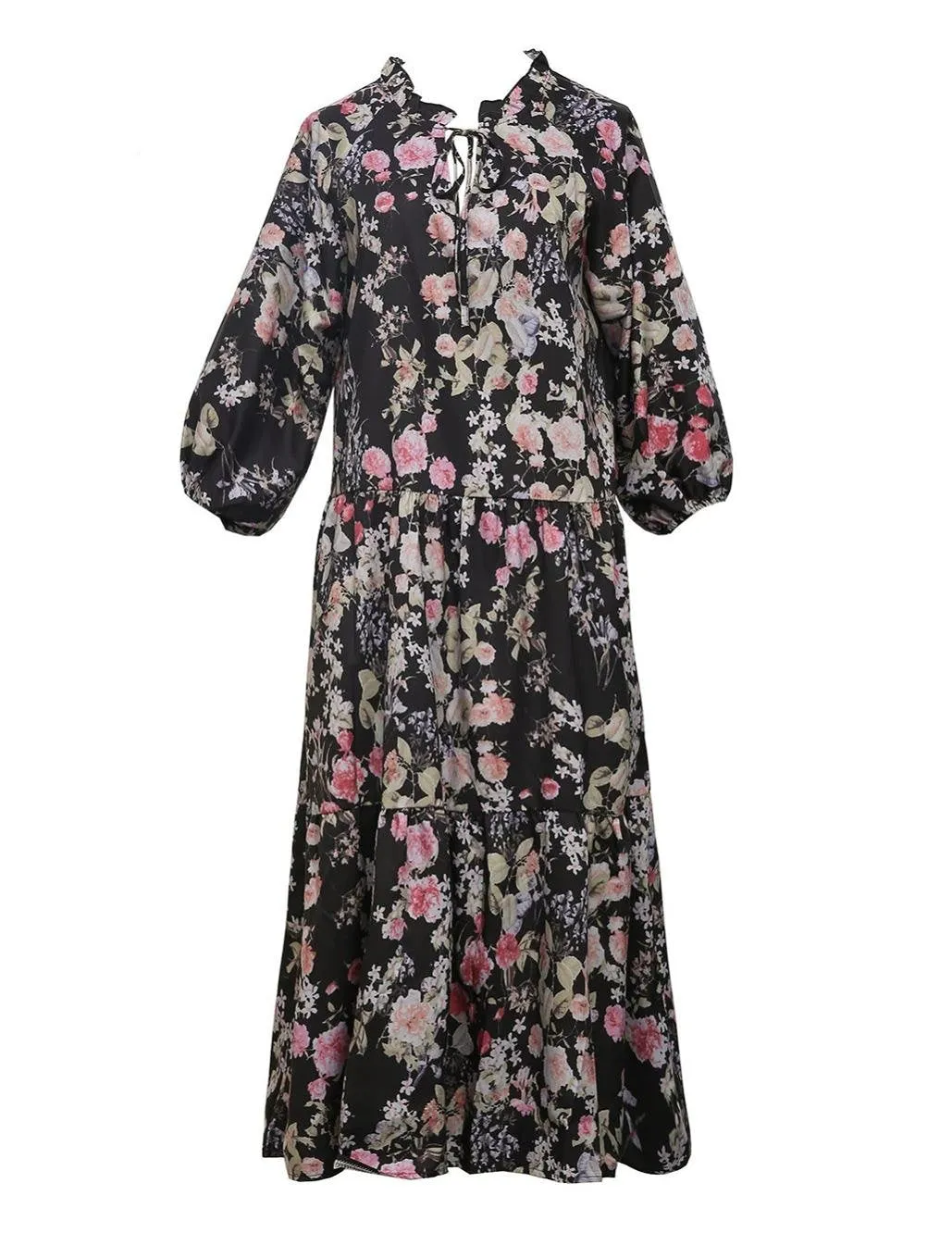 BerriesJam - Boho Loose Floral Beach V-Neck Sundress