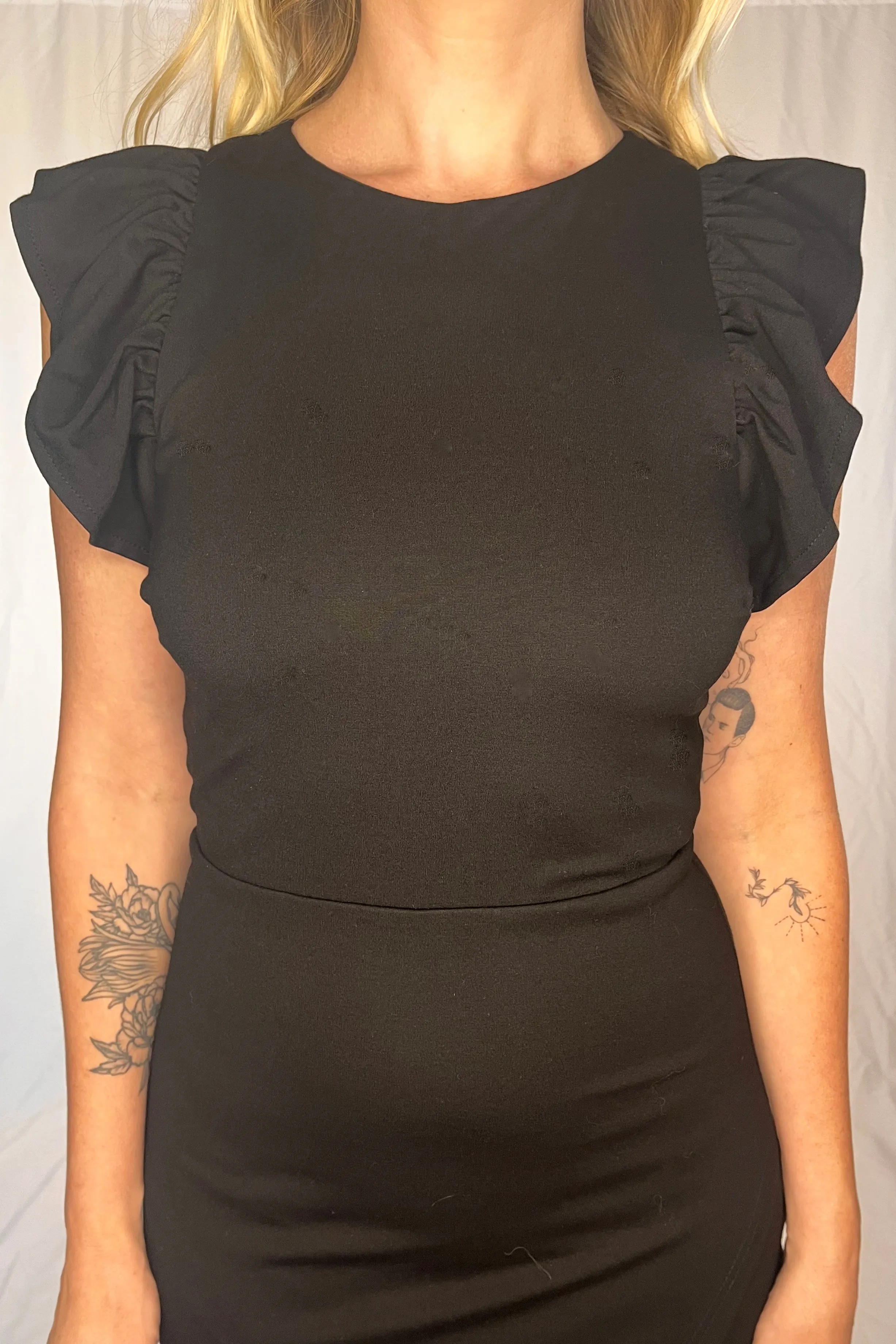 Black Ruffle Sleeve Dress