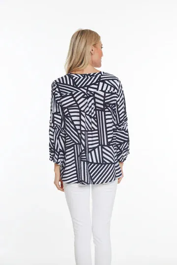 Blouse  3/4 Bell Sleeve V Neck Pullover Women's M24603TM Midnight