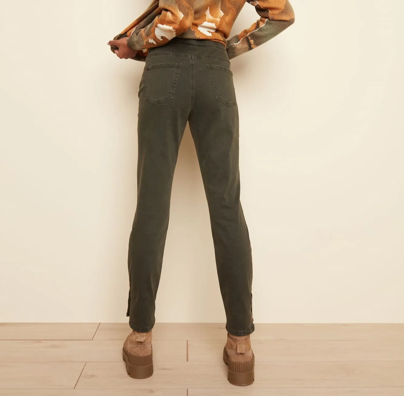 Button Detail Stretch Denim