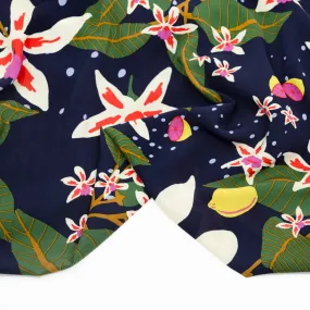 Celestial Citrus Rayon Voile - Navy/Multi