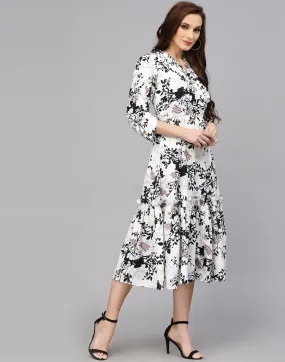 Chic Monochrome Crepe Midi Dress