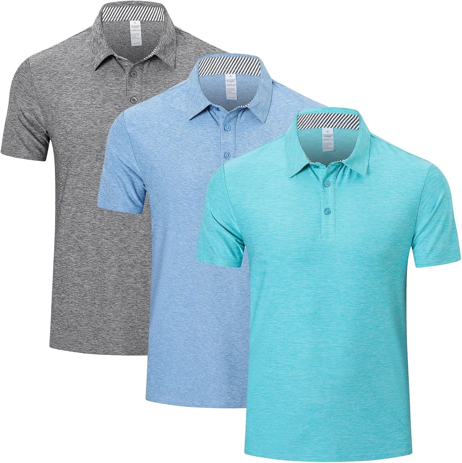 Cimic 3 Pack Polo Shirts for Men Short Sleeve Tennis Quick Dry Performanc Golf Moisture Wicking Athletic Collar Tops