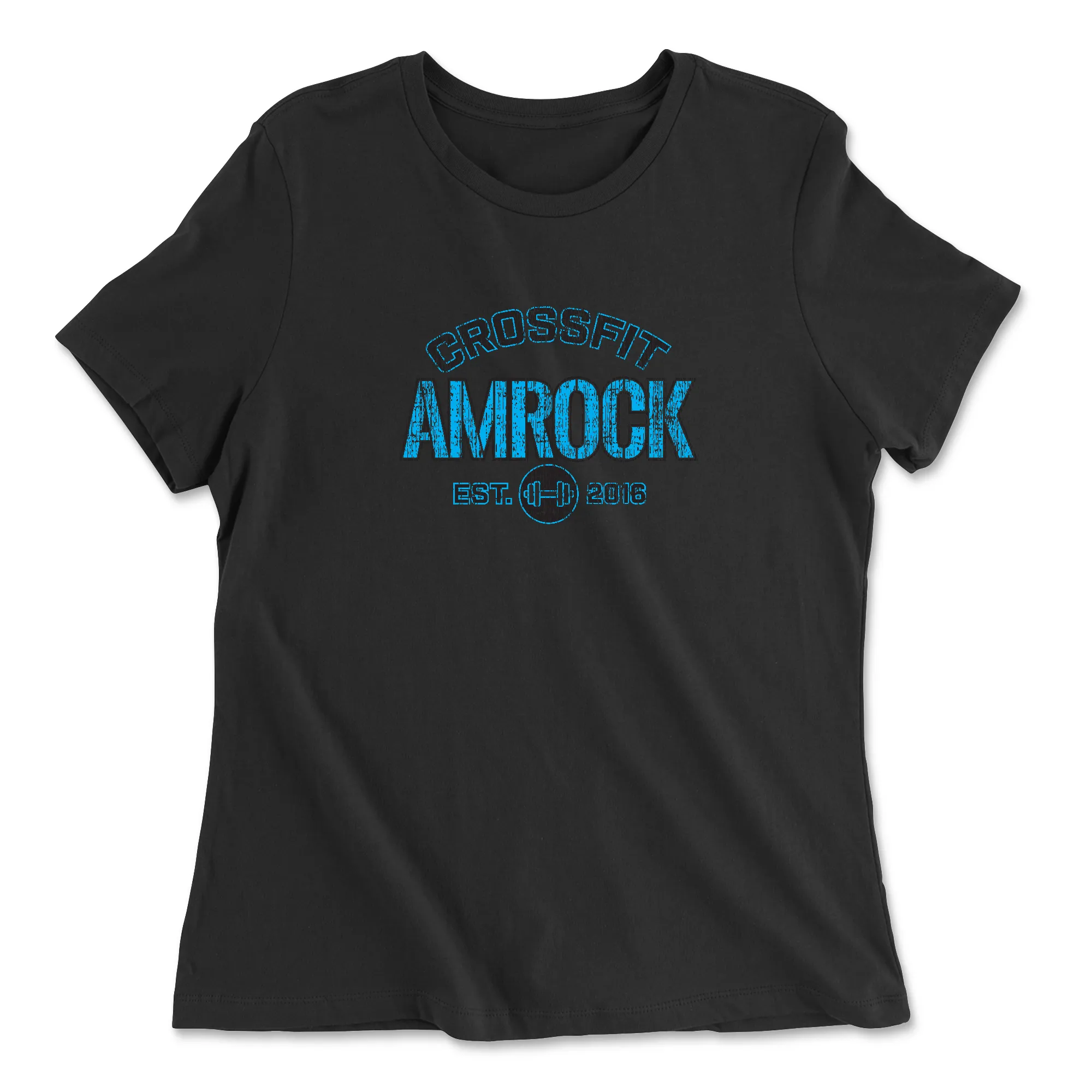 CrossFit AMROCK Distressed Blue Womens - Relaxed Jersey T-Shirt