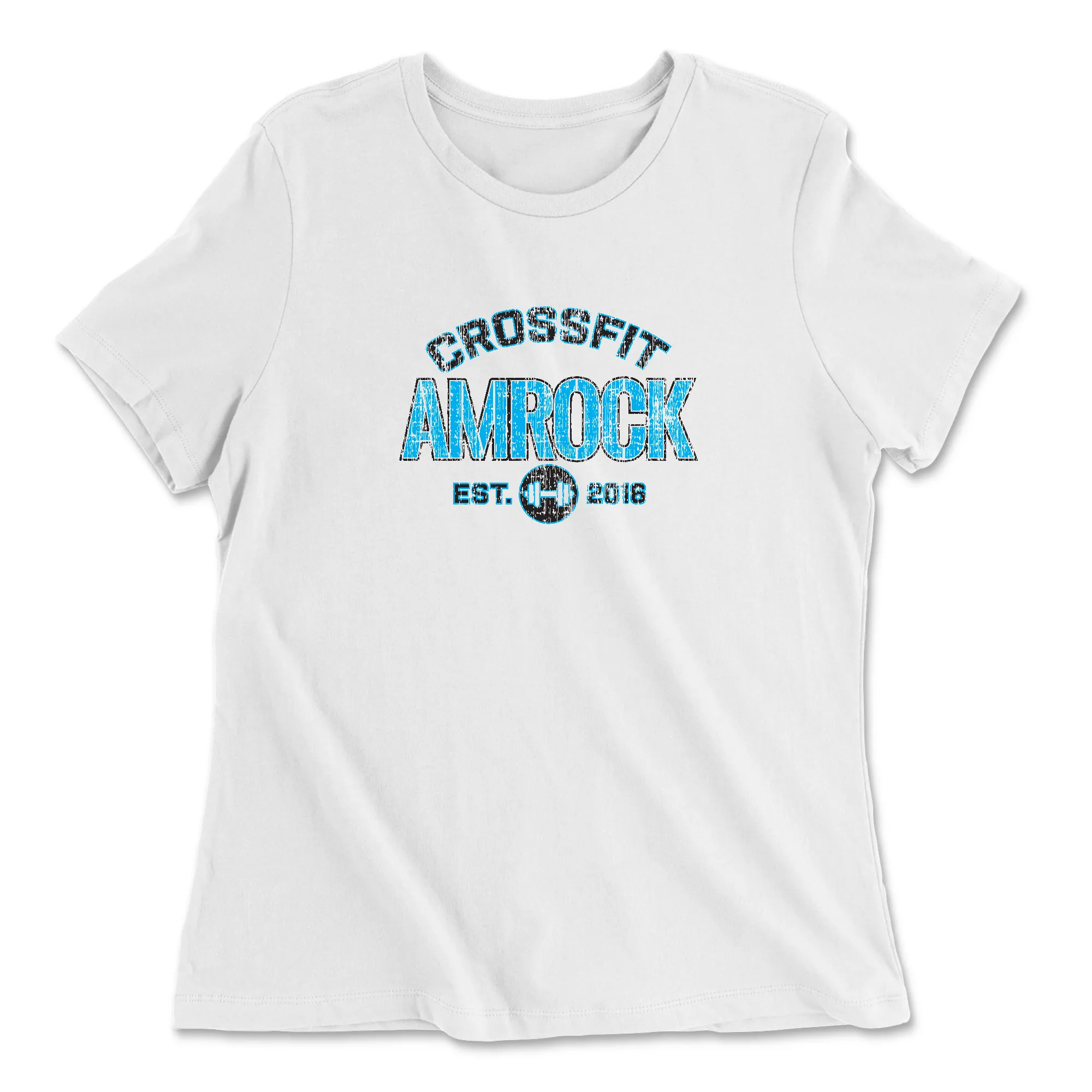 CrossFit AMROCK Distressed Blue Womens - Relaxed Jersey T-Shirt