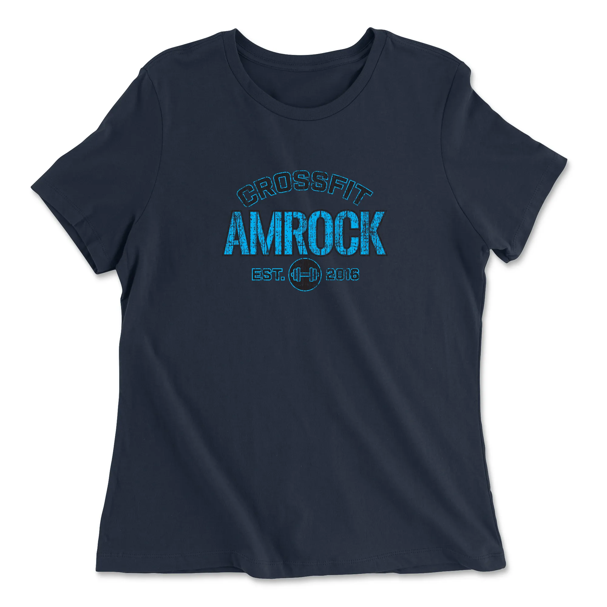 CrossFit AMROCK Distressed Blue Womens - Relaxed Jersey T-Shirt