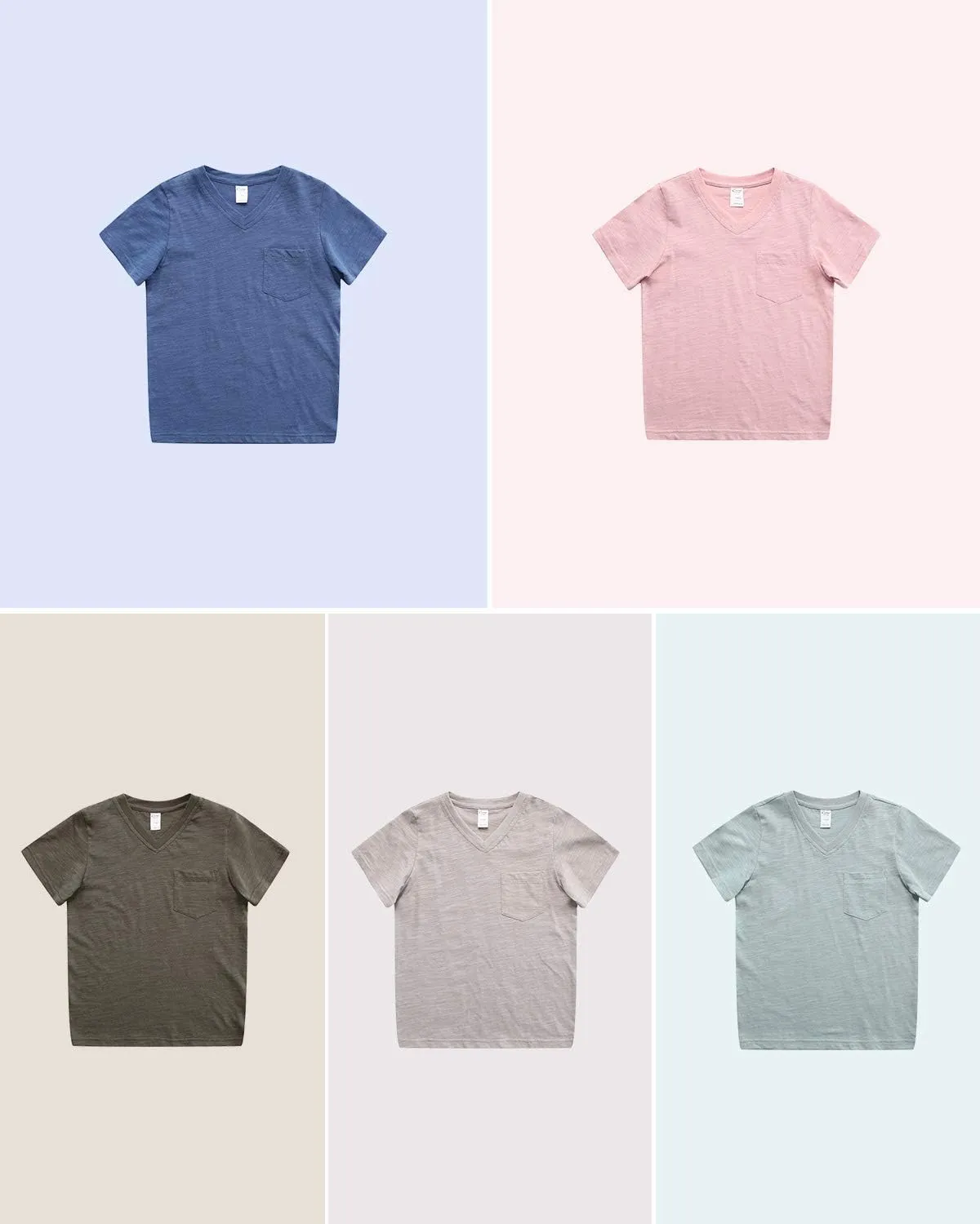 CUNYI Little Boys' V-Neck Pocket T-Shirt 100% Cotton Short Sleeve Solid Summer Tops