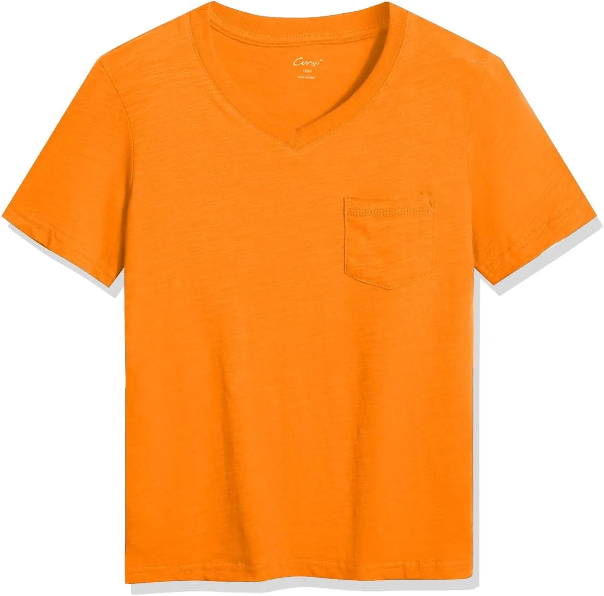 CUNYI Little Boys' V-Neck Pocket T-Shirt 100% Cotton Short Sleeve Solid Summer Tops