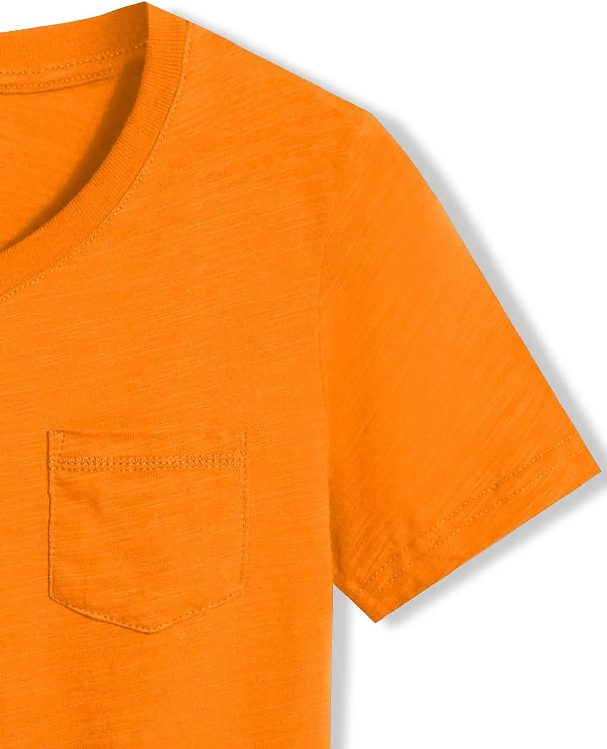 CUNYI Little Boys' V-Neck Pocket T-Shirt 100% Cotton Short Sleeve Solid Summer Tops