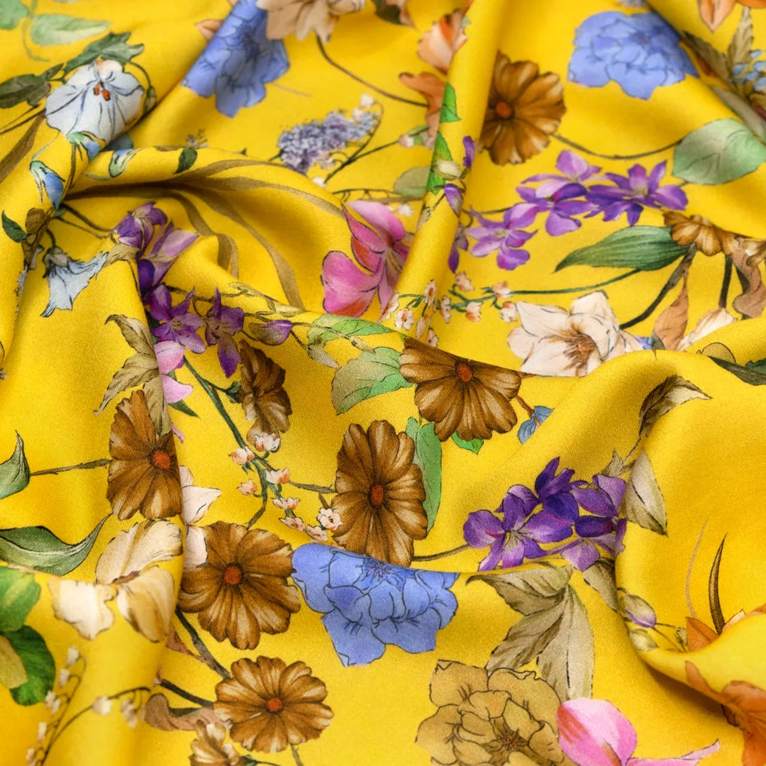 Deadstock Summer Romance Viscose Sateen - Marigold/Multi