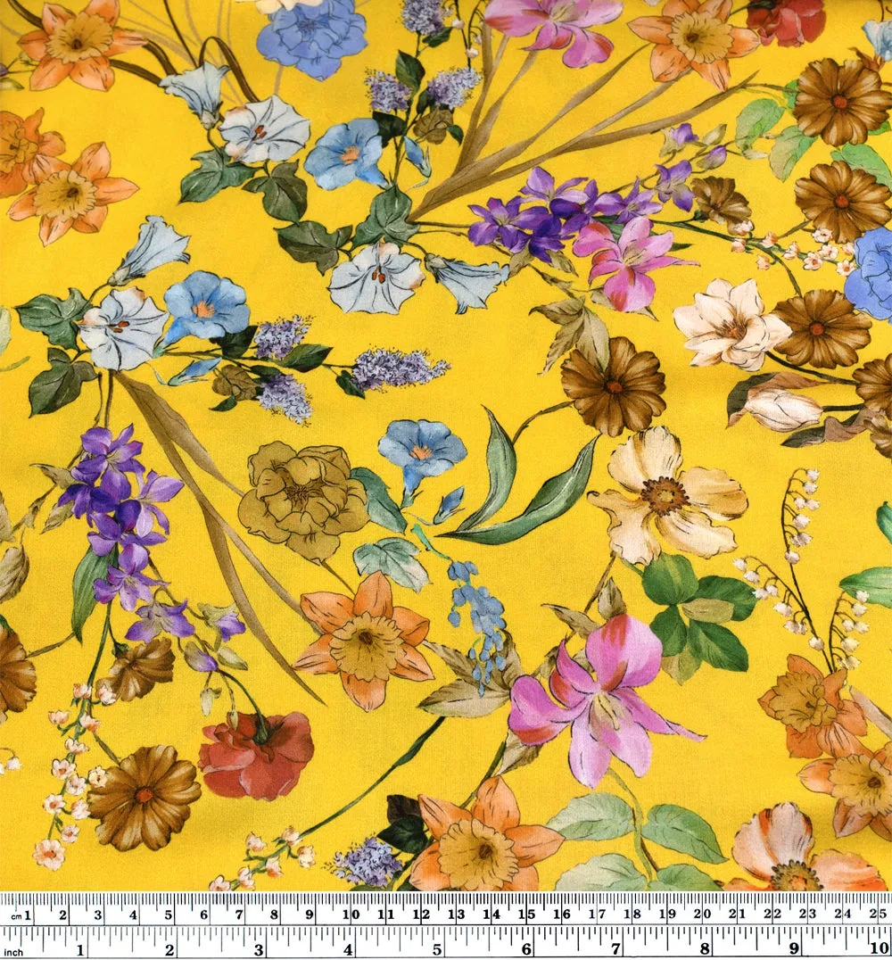 Deadstock Summer Romance Viscose Sateen - Marigold/Multi
