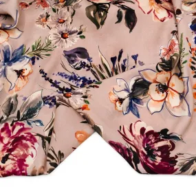 Deadstock Twilight Blooms Midweight Viscose Crepe - Blush/Violet/Multi