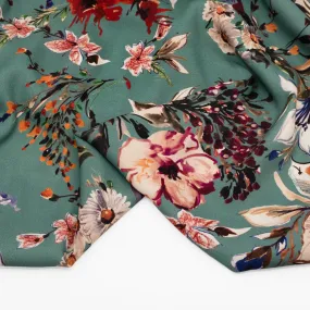 Deadstock Twilight Blooms Midweight Viscose Crepe - Teal/Violet/Multi