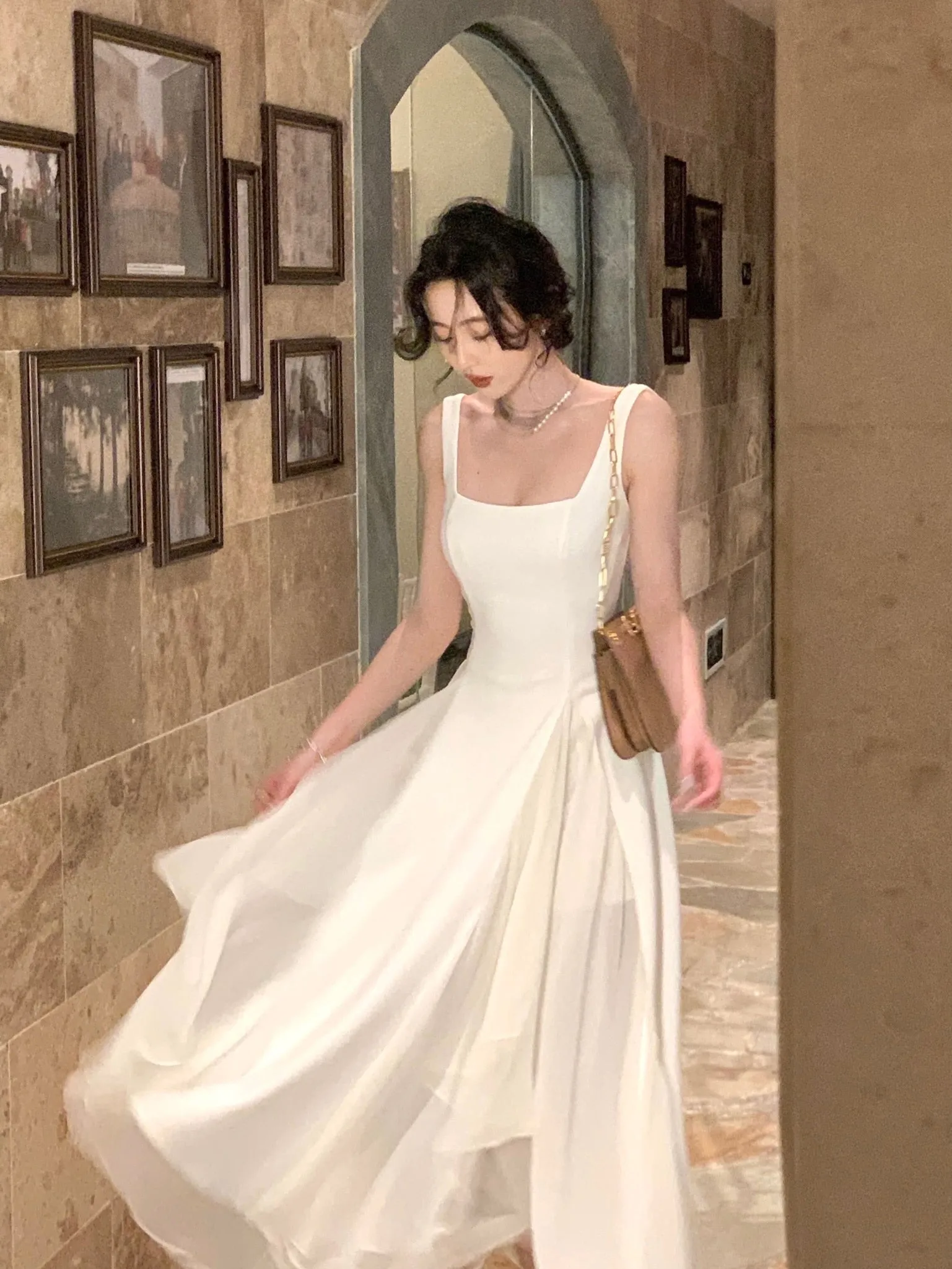 deanwangkt French Elegant Ruffles White Midi Dresses  Summer New Evening Party Women Clothes Fashion Sundress Birthday Ladies Dresses