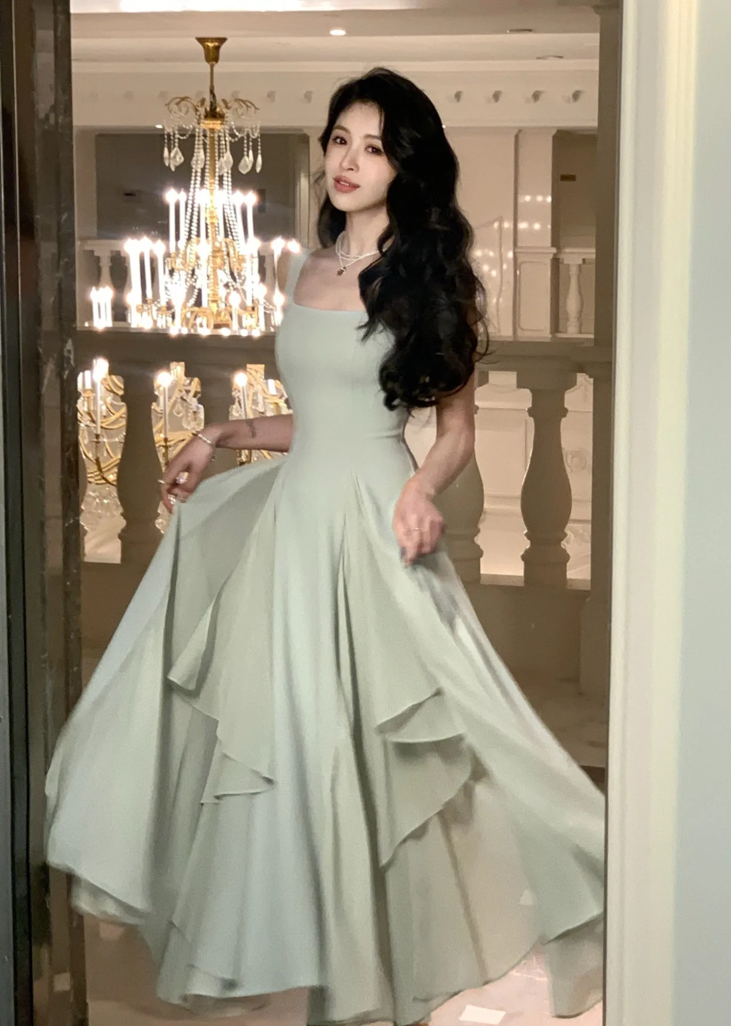 deanwangkt French Elegant Ruffles White Midi Dresses  Summer New Evening Party Women Clothes Fashion Sundress Birthday Ladies Dresses