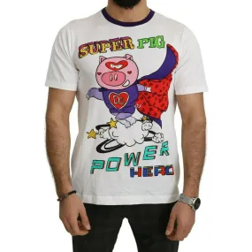 Dolce & Gabbana Chic White Cotton Pig Motif Tee