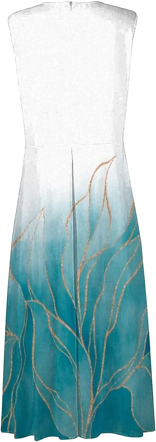 Dresses for Women 2024 Casual Printed Deep V Neck Sundress Elegant High Waist Flowy Swing Maxi Dresses Summer Dress