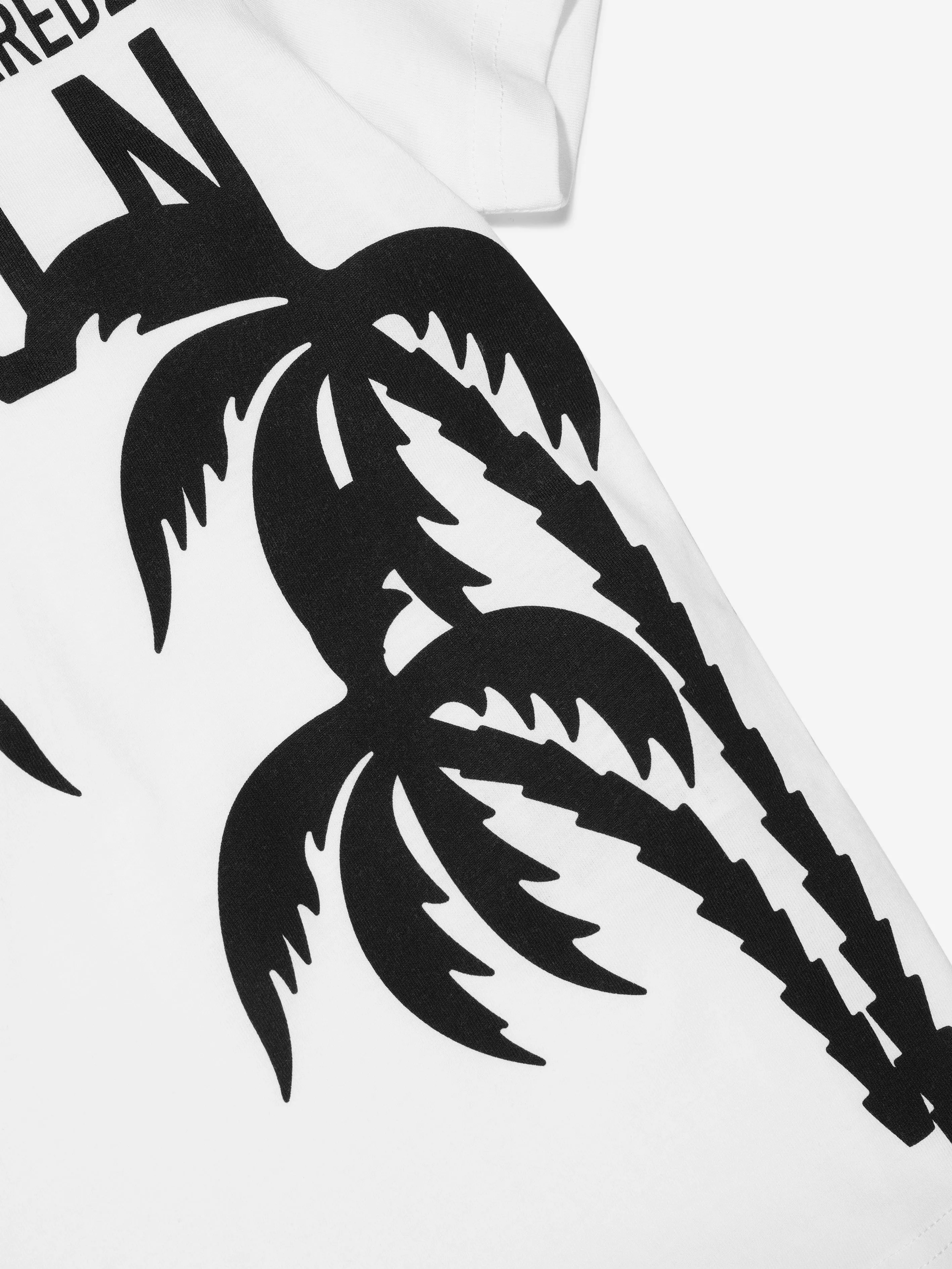 Dsquared2 Boys Icon Palm Trees T-Shirt In White