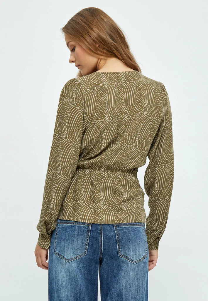 Evista Long Sleeve Wrap Blouse - Beech Green PR