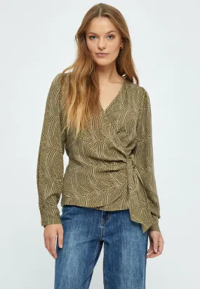 Evista Long Sleeve Wrap Blouse - Beech Green PR