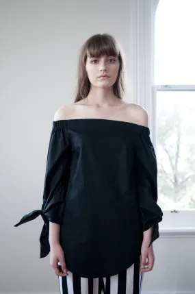 Fallon Longline Off-Shoulder Shirt -Black