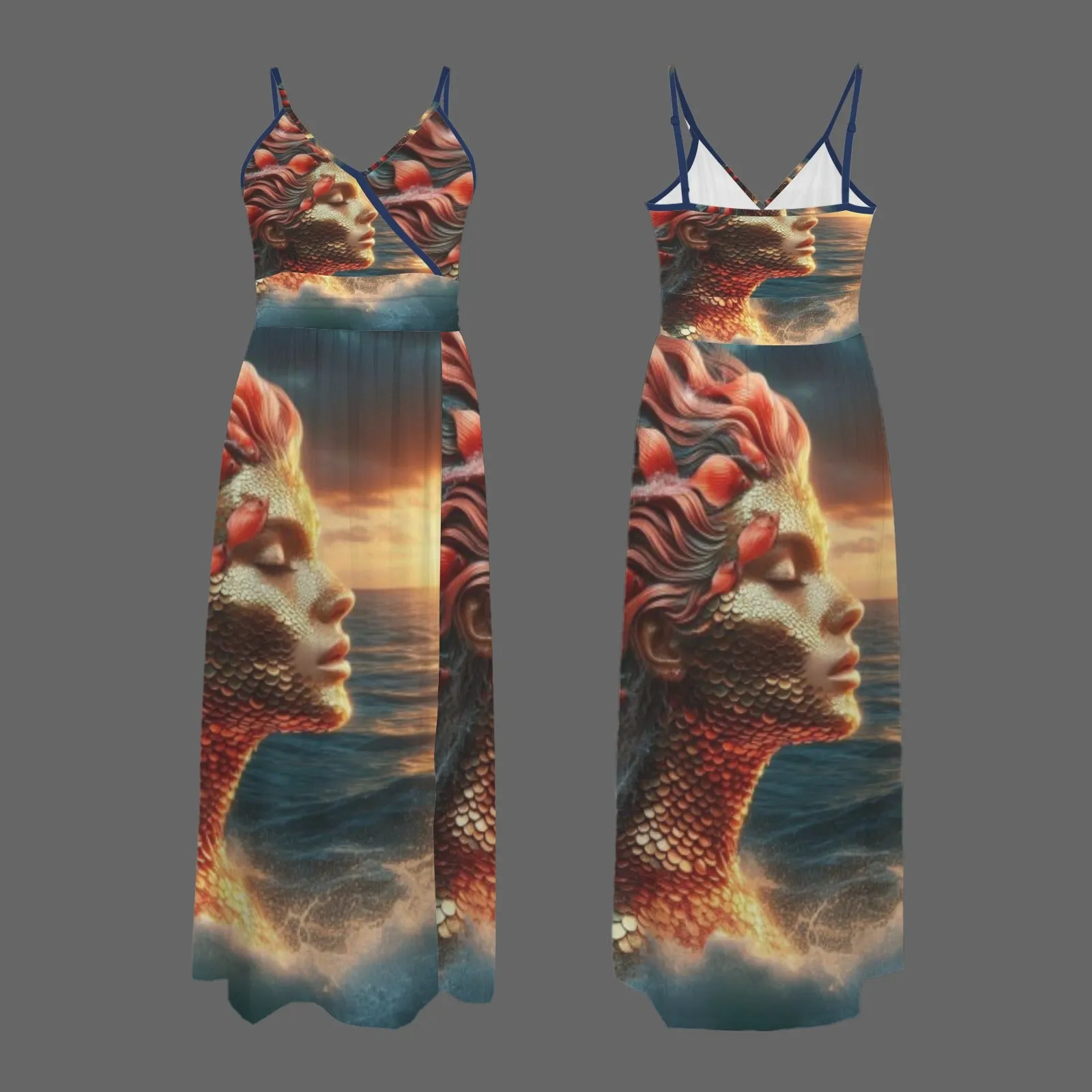 Fiery Sea Goddess Maxi Dress