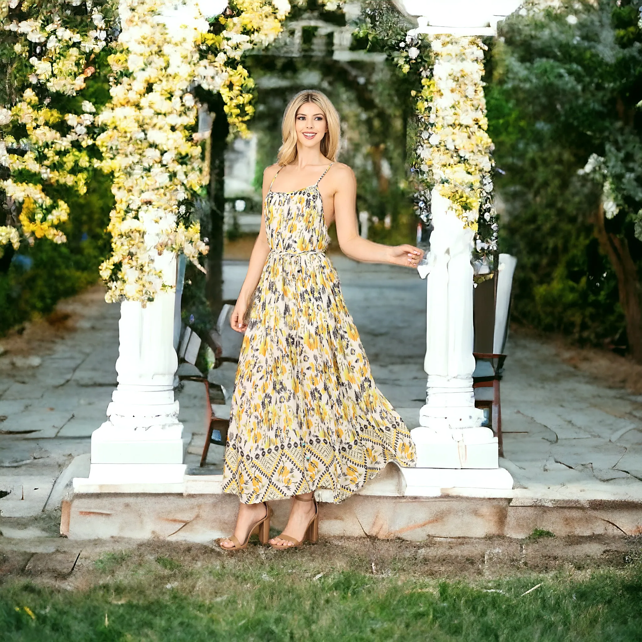 Floral Cross Back Maxi Dress