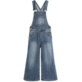 Girls Denim Overalls,Little Big Kids Wide Leg Elastic Inside Jean Dungarees Flared Pants