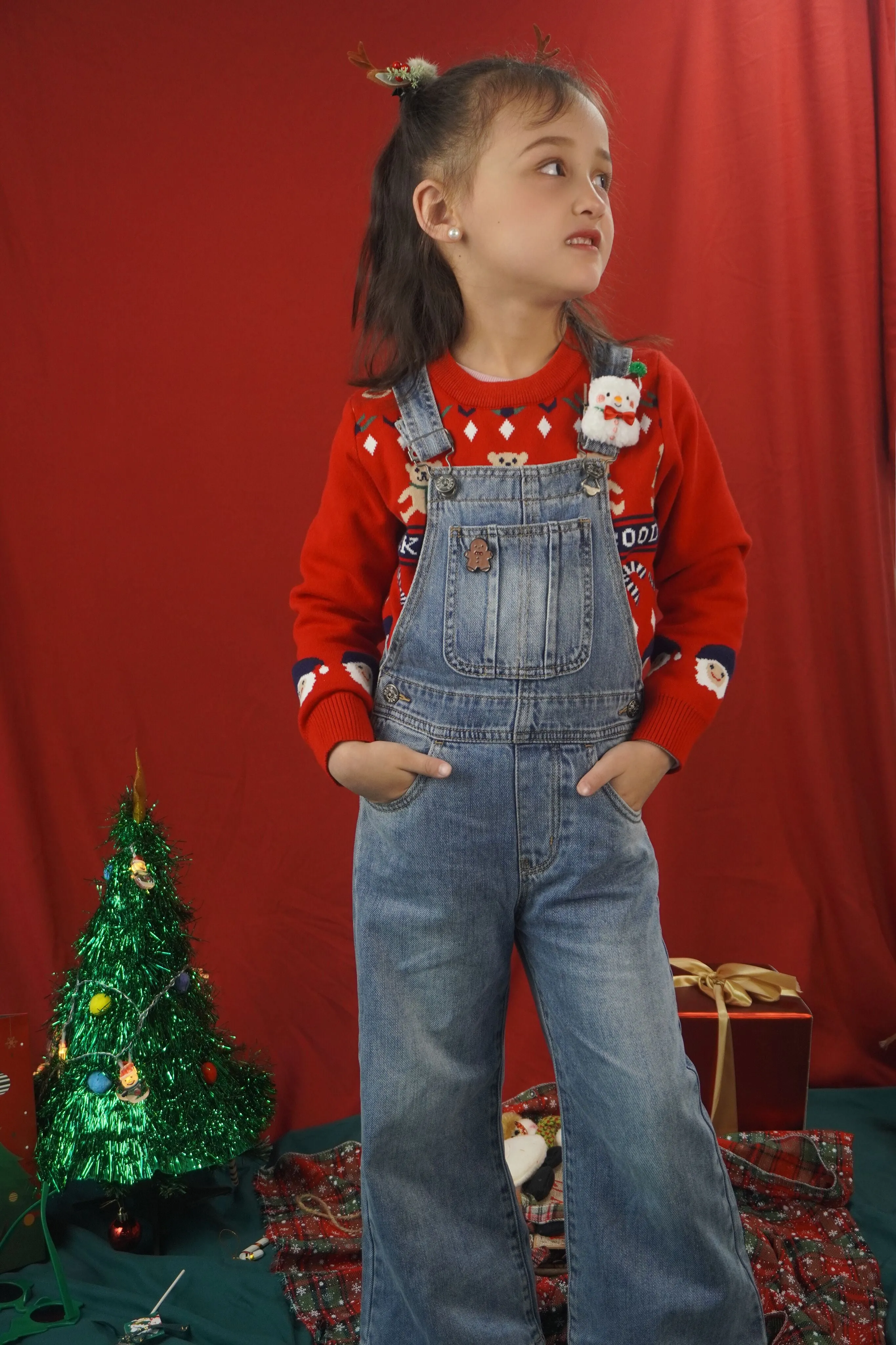 Girls Denim Overalls,Little Big Kids Wide Leg Elastic Inside Jean Dungarees Flared Pants