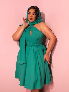 Golden Era Swing Dress and Scarf in Teal - Vixen by Micheline Pitt