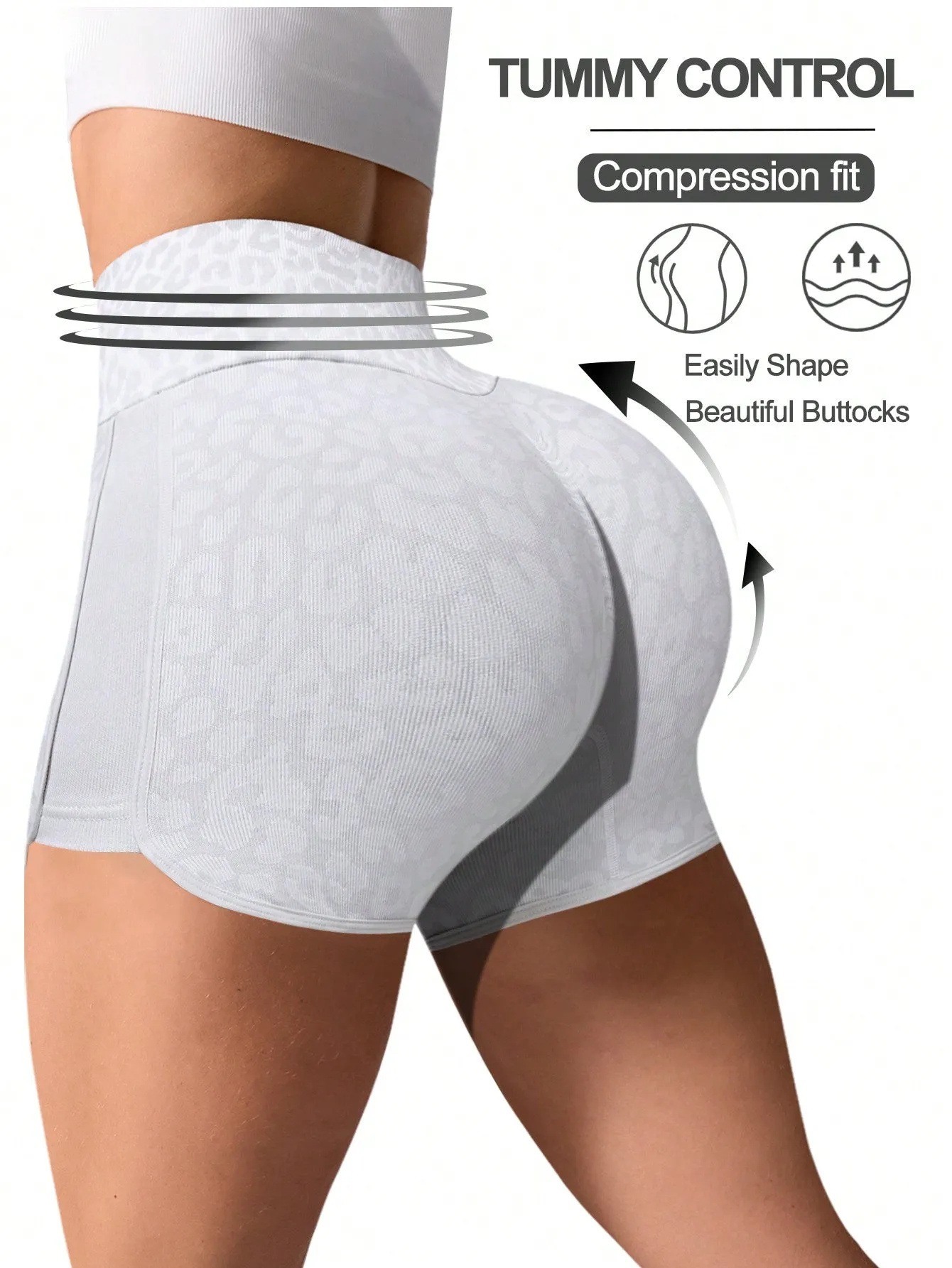 High Waist Seamless Leopard Print Stretchy Yoga Shorts FW24