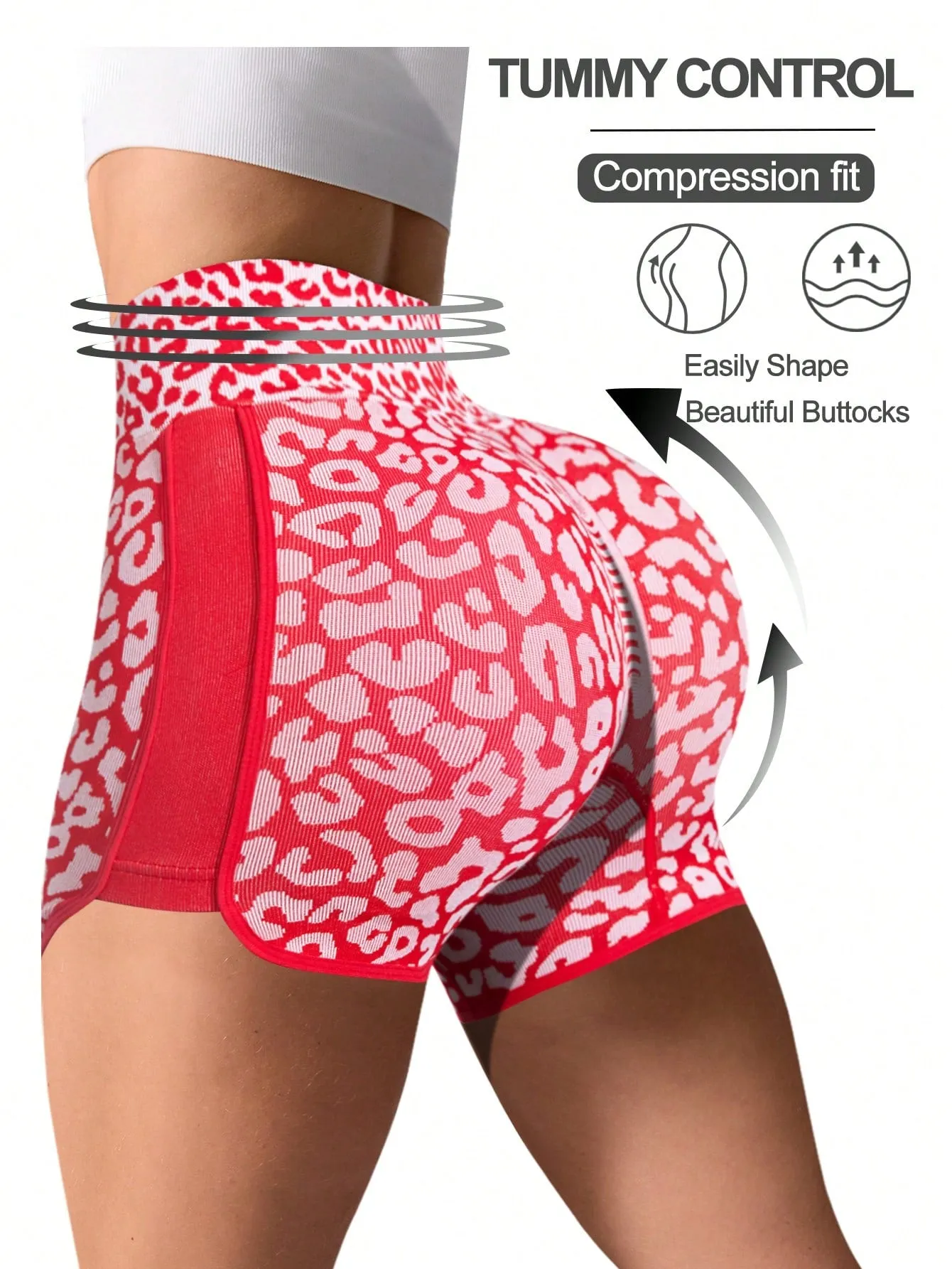 High Waist Seamless Leopard Print Stretchy Yoga Shorts FW24