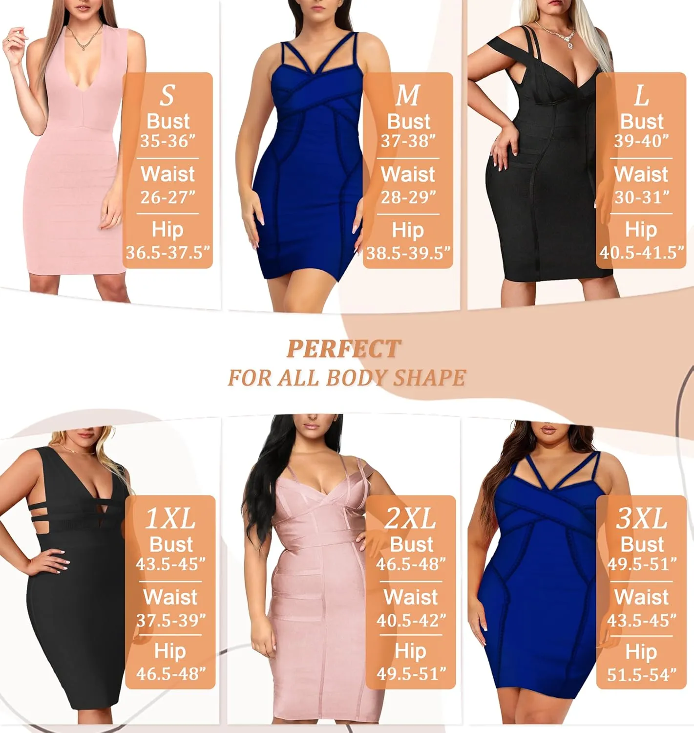 Hybrid & Company Womens Elegance V Neck Stretch Chic Bandage Dress