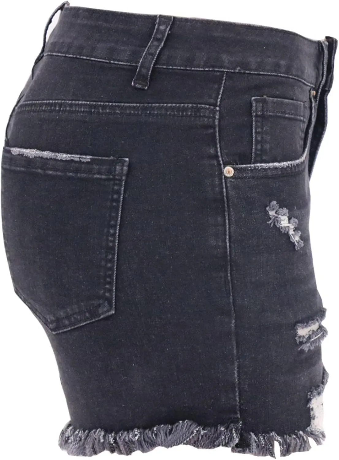 Jean Shorts for Women High Waisted Stretchy Distressed Denim Shorts Ripped Frayed Raw Hem Summer Casual Shorts