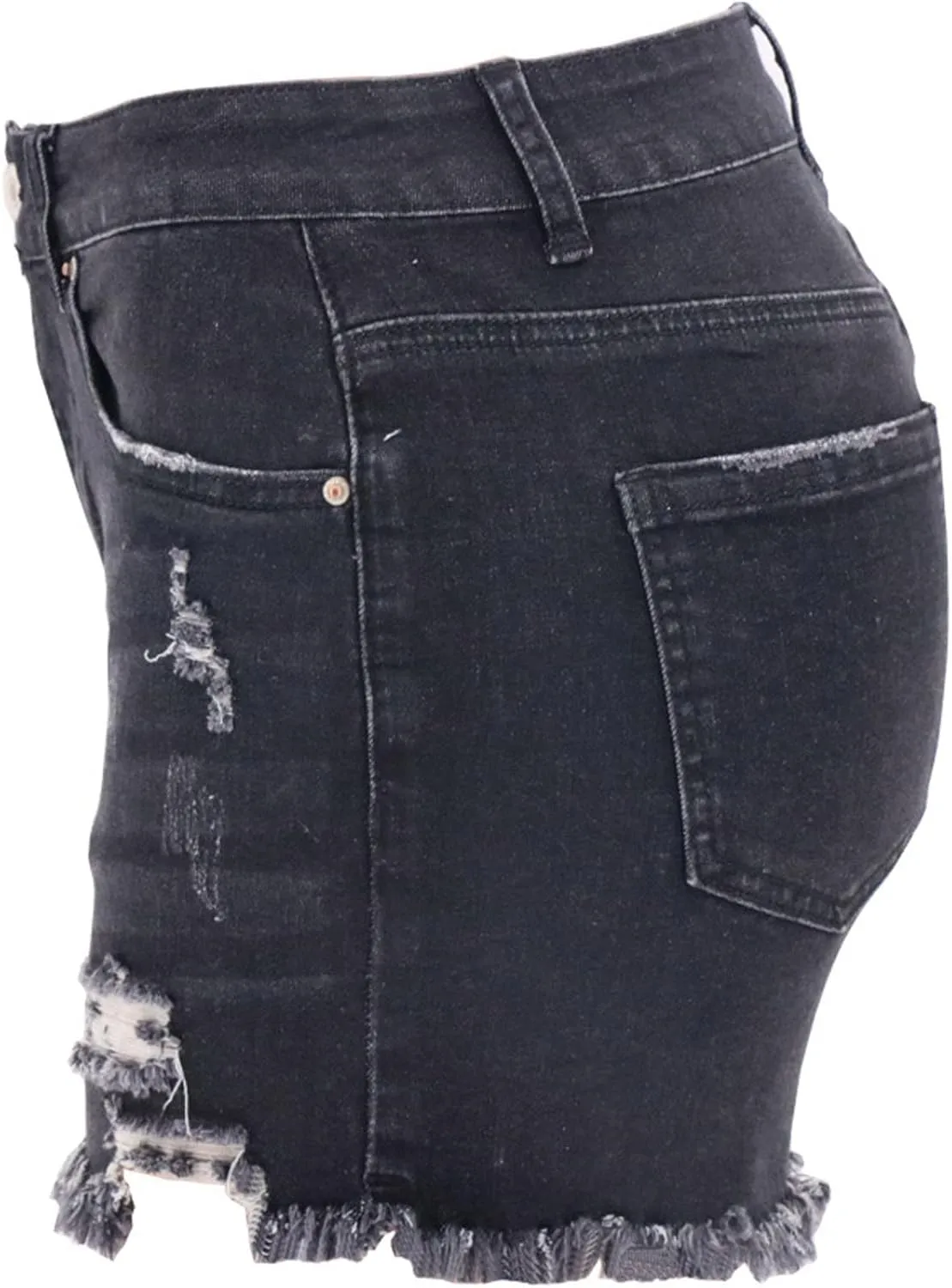Jean Shorts for Women High Waisted Stretchy Distressed Denim Shorts Ripped Frayed Raw Hem Summer Casual Shorts