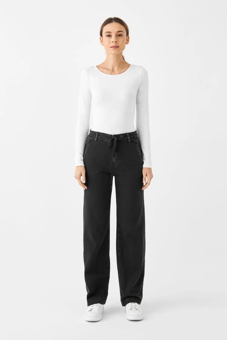Jeans DEW Flared Soft Denim - French Pocket black denim | DAWN