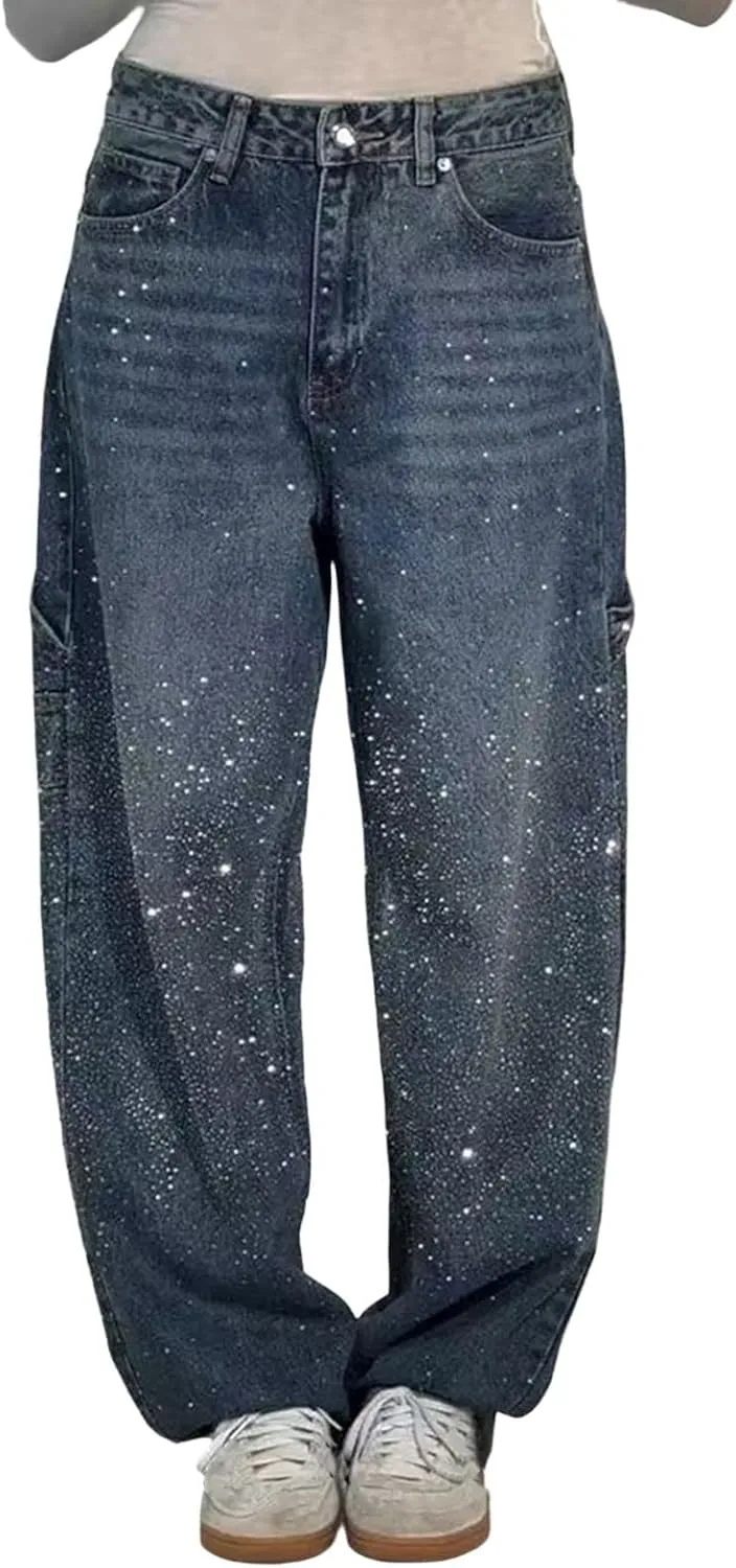 Jeans for Women Petite Straight Fit Denim Pants Soft Summer High Waist Comfy Jeans with Pockets