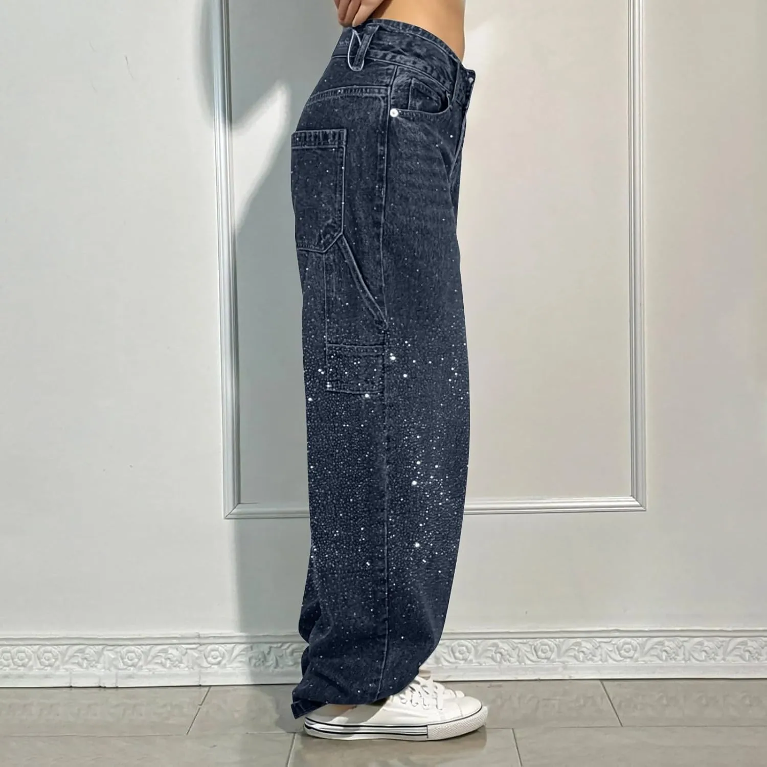 Jeans for Women Petite Straight Fit Denim Pants Soft Summer High Waist Comfy Jeans with Pockets