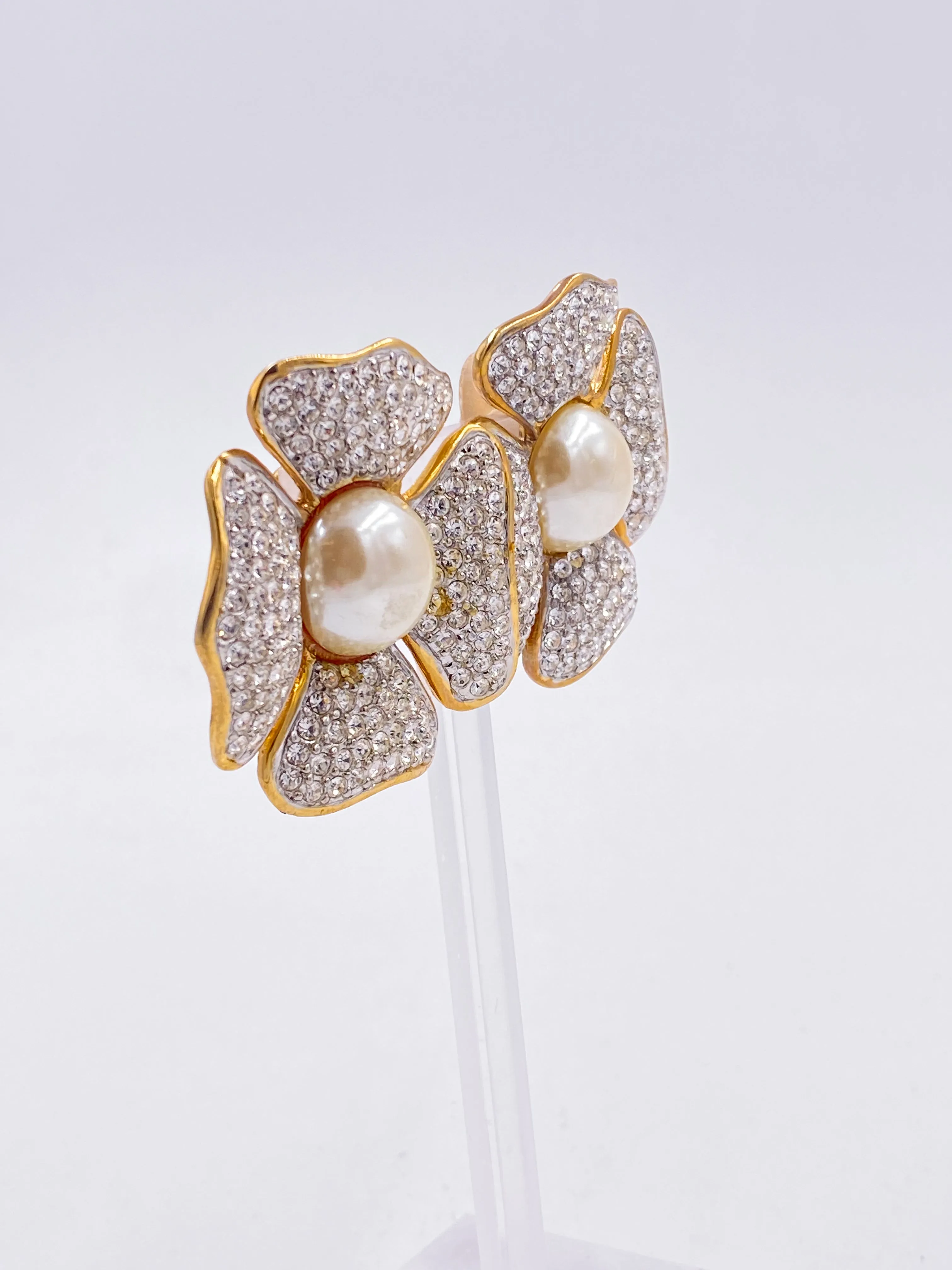 Kenneth Jay Lane Crystal Flower Earrings