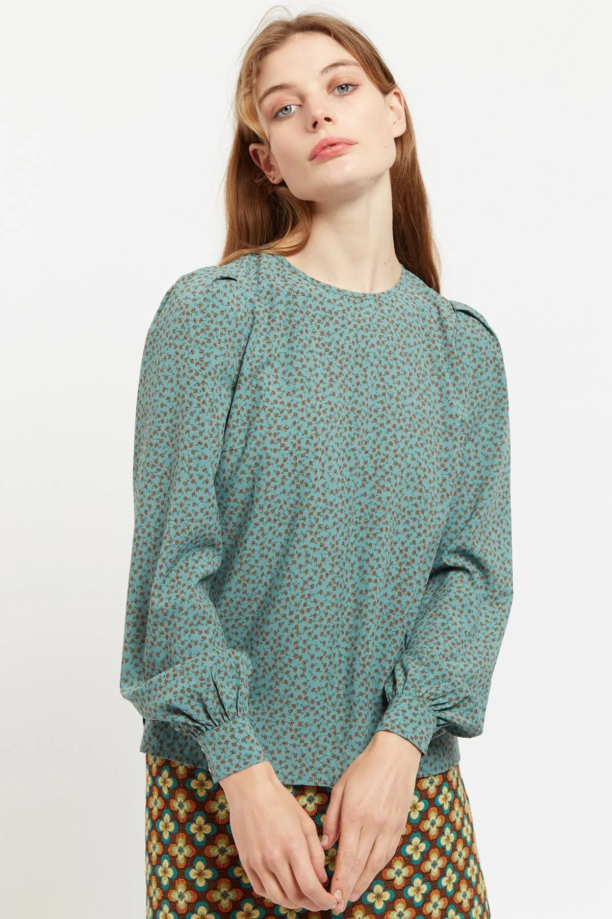 Lima Posy Patchwork Print Long Sleeve Blouse
