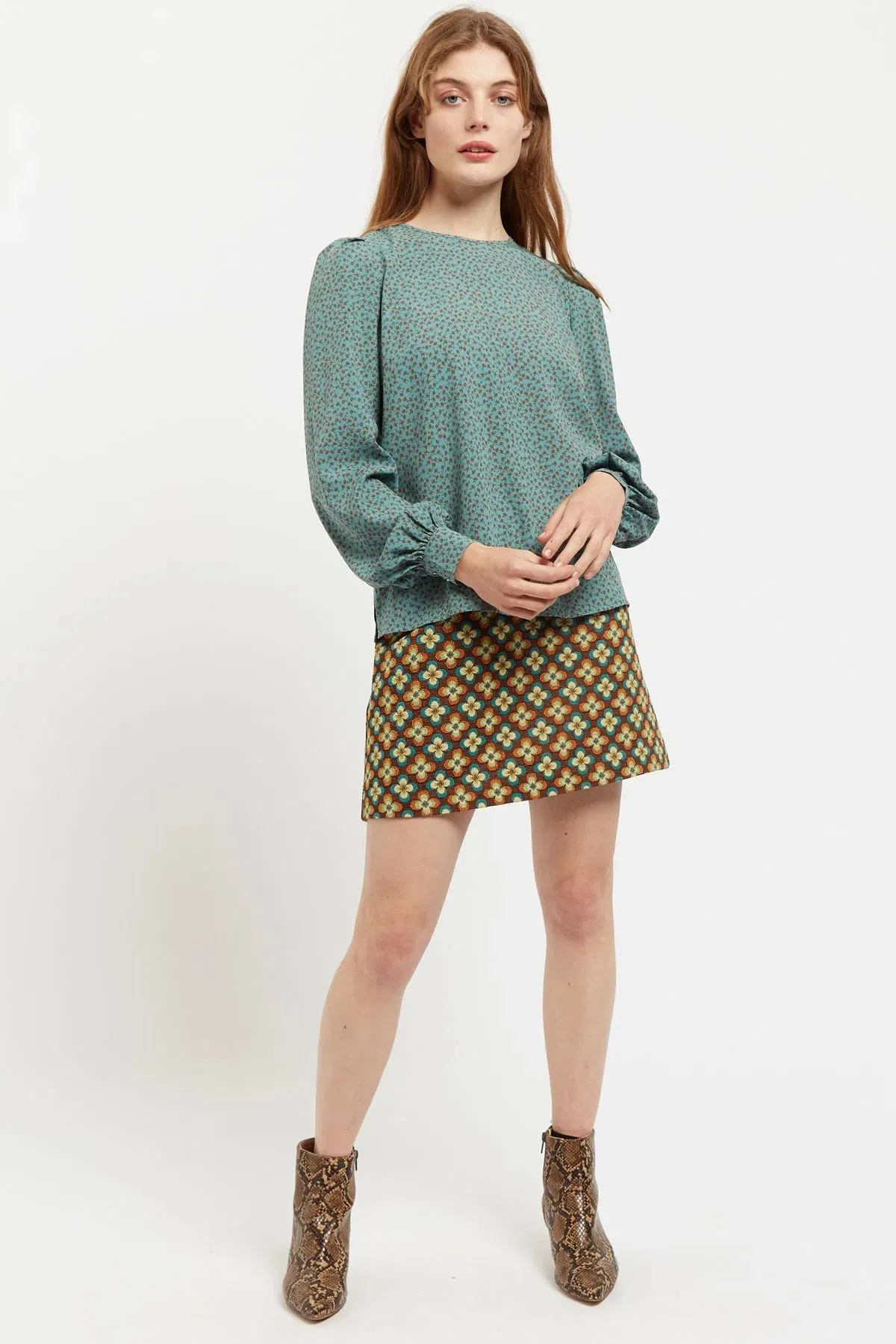 Lima Posy Patchwork Print Long Sleeve Blouse