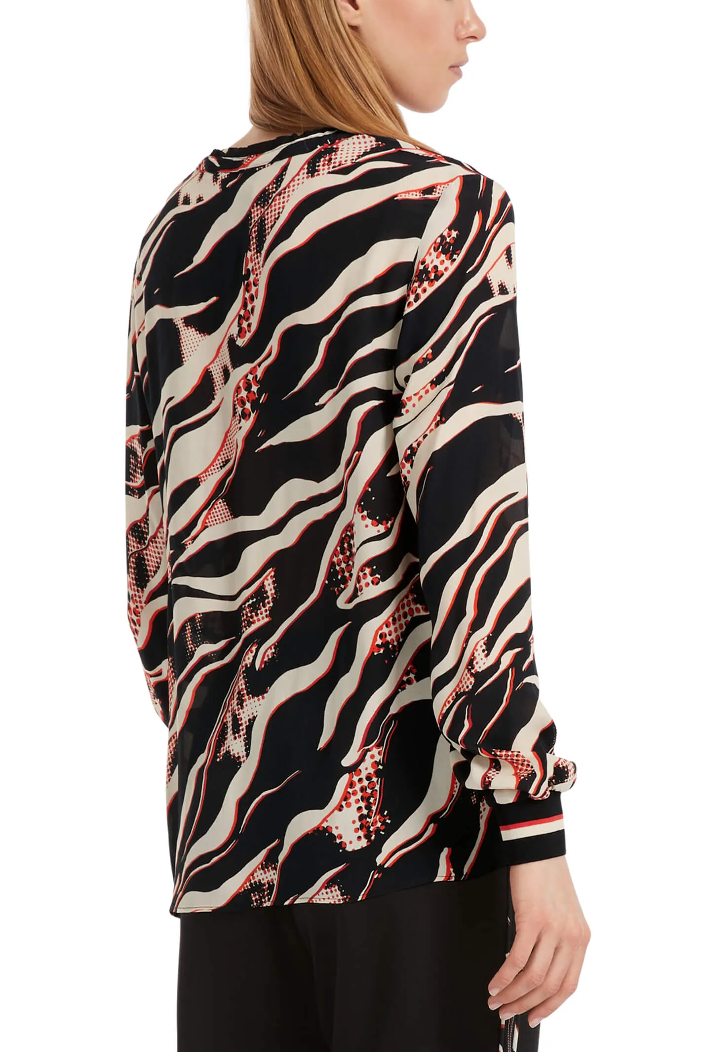 Marc Cain Sports VS 51.11 W38 278 Black Campari Orange Print Blouse