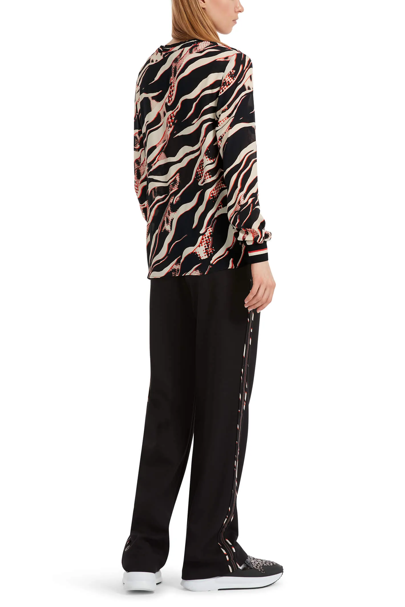 Marc Cain Sports VS 51.11 W38 278 Black Campari Orange Print Blouse
