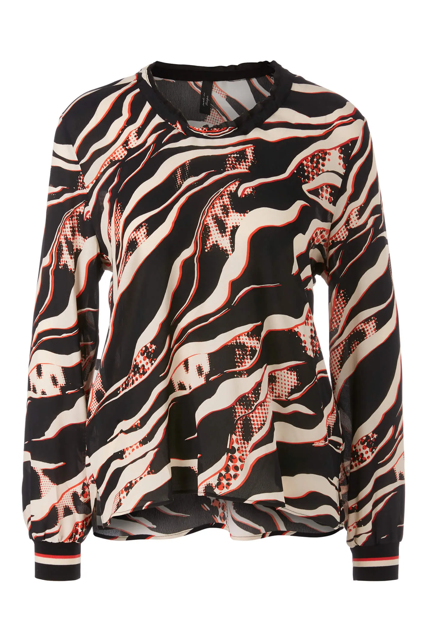 Marc Cain Sports VS 51.11 W38 278 Black Campari Orange Print Blouse